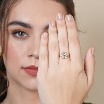 Enamel Tropical Palm Tree Ring