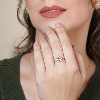 Enamel Tropical Palm Tree Ring