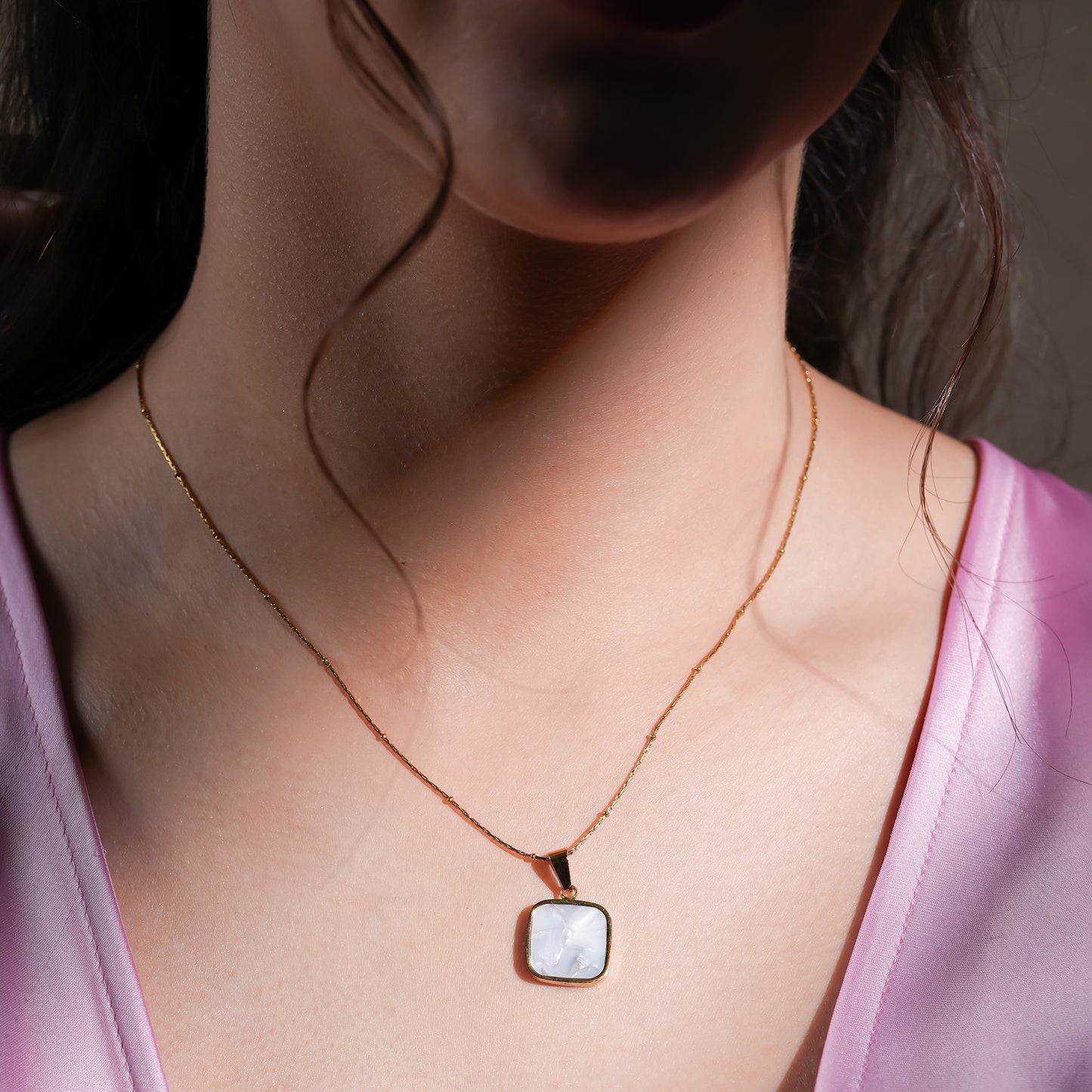 White Gold Square Necklace