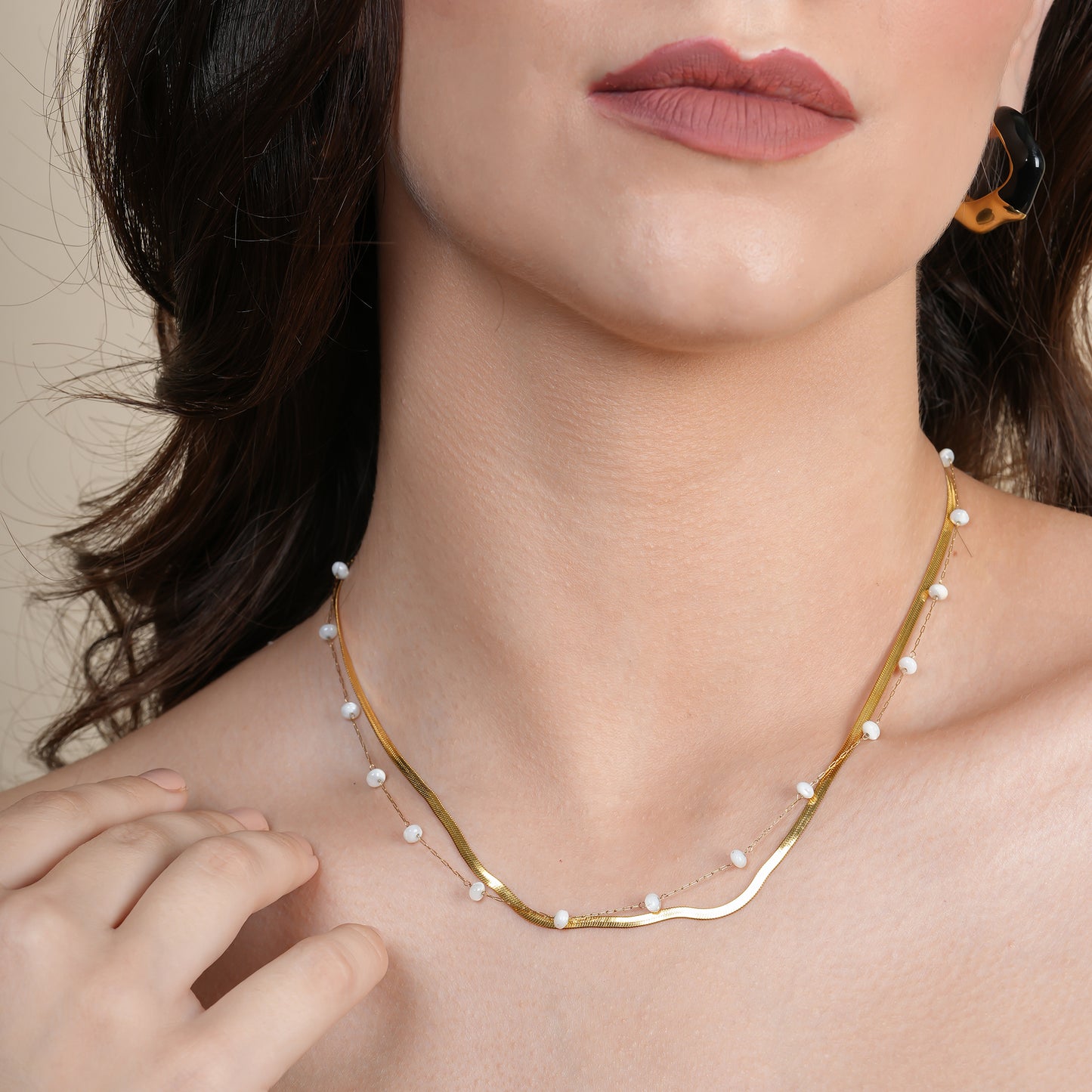 Pearl And Gold Layered Necklace