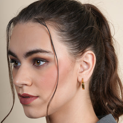 Rhombus Gold Hoops Earrings