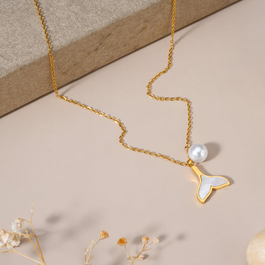 Pearl Dolphin Tail Necklace