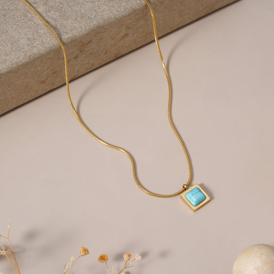 Blue Opal Square Necklace