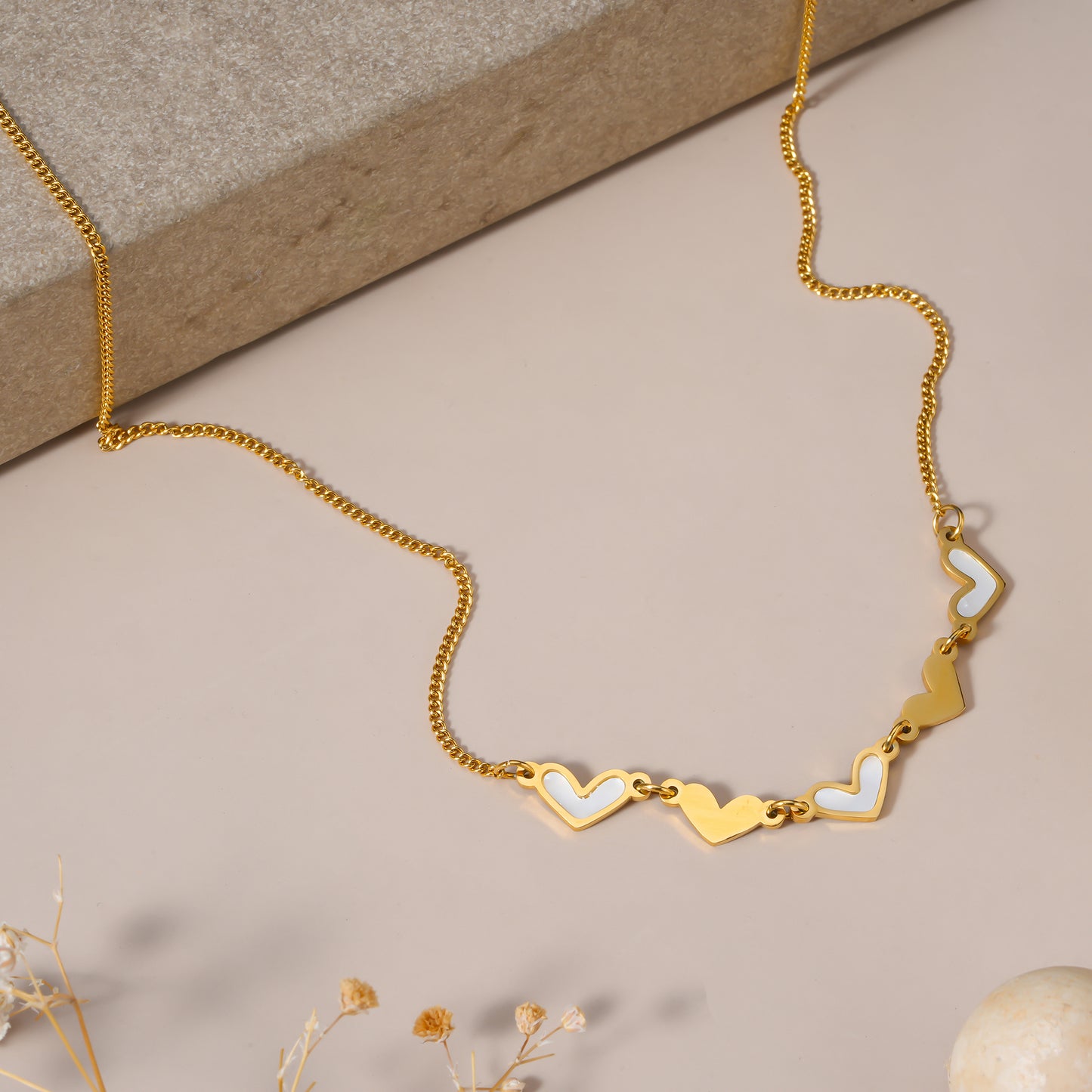 Multi Heart Gold Necklace