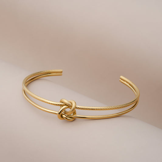 Double Raw Knotted Gold Adjustable Bracelet