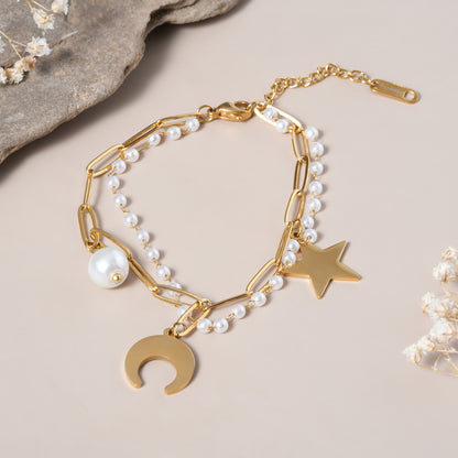 Moon And Star Charm Bracelet