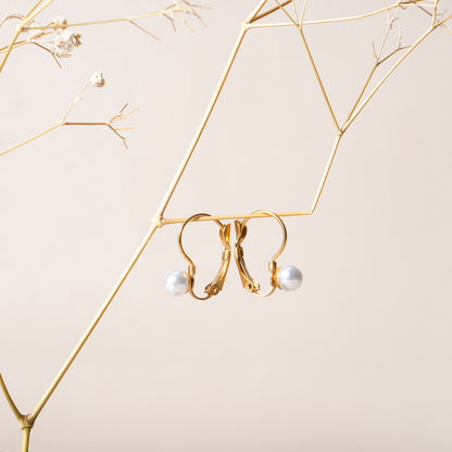 Minimalist Pearl Hoop Earrings