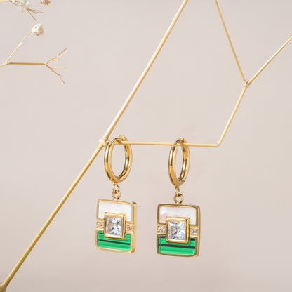 Enamel Crystal Huggies Earrings