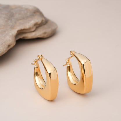 Rhombus Gold Hoops Earrings