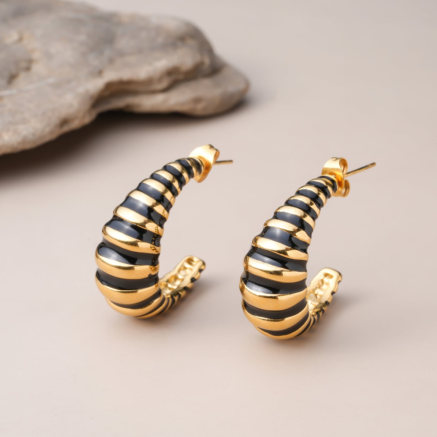 Black Croissant Earrings