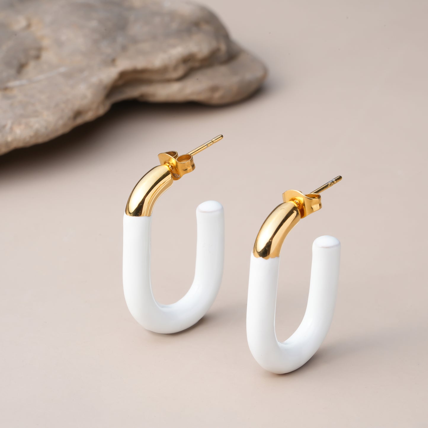 White U Hoops Earrings