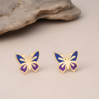 Purple Butterfly Stud Earrings