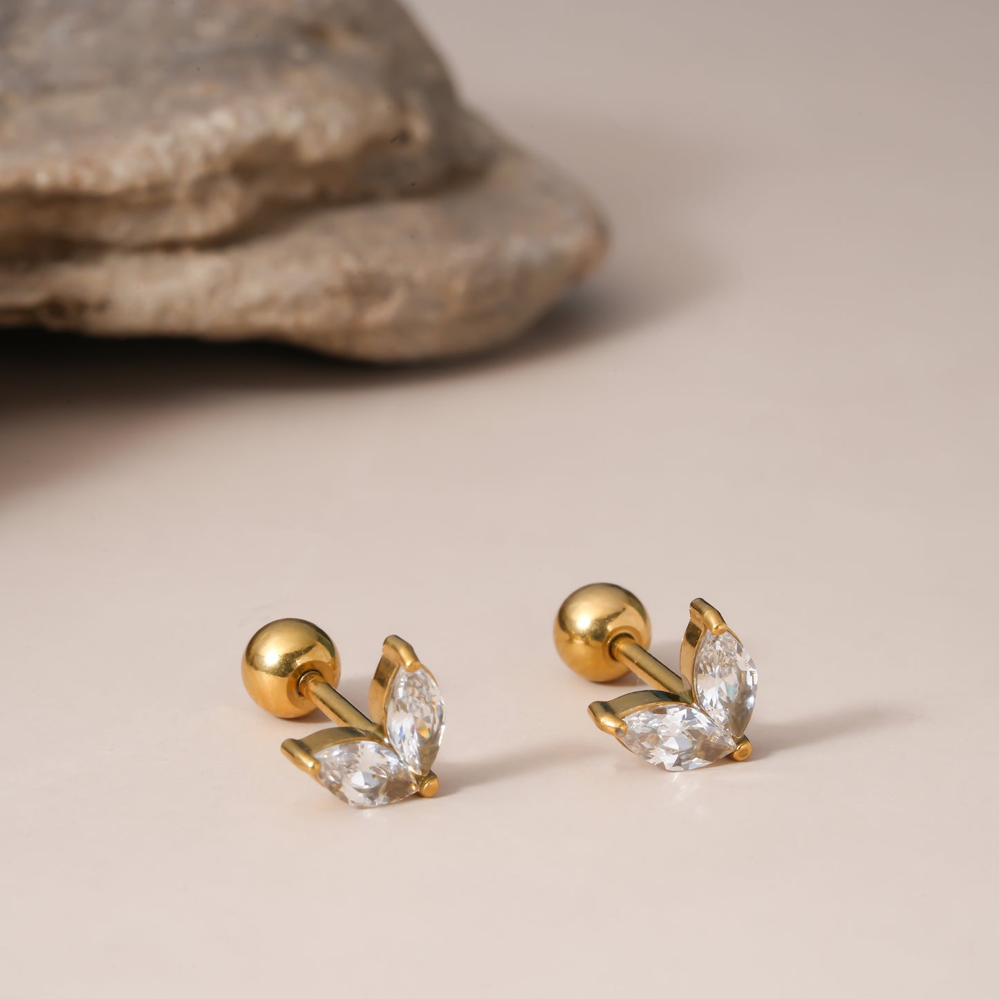 Crystal Leaf Stud Earrings