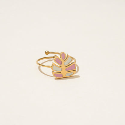 Enamel Tropical Palm Tree Ring