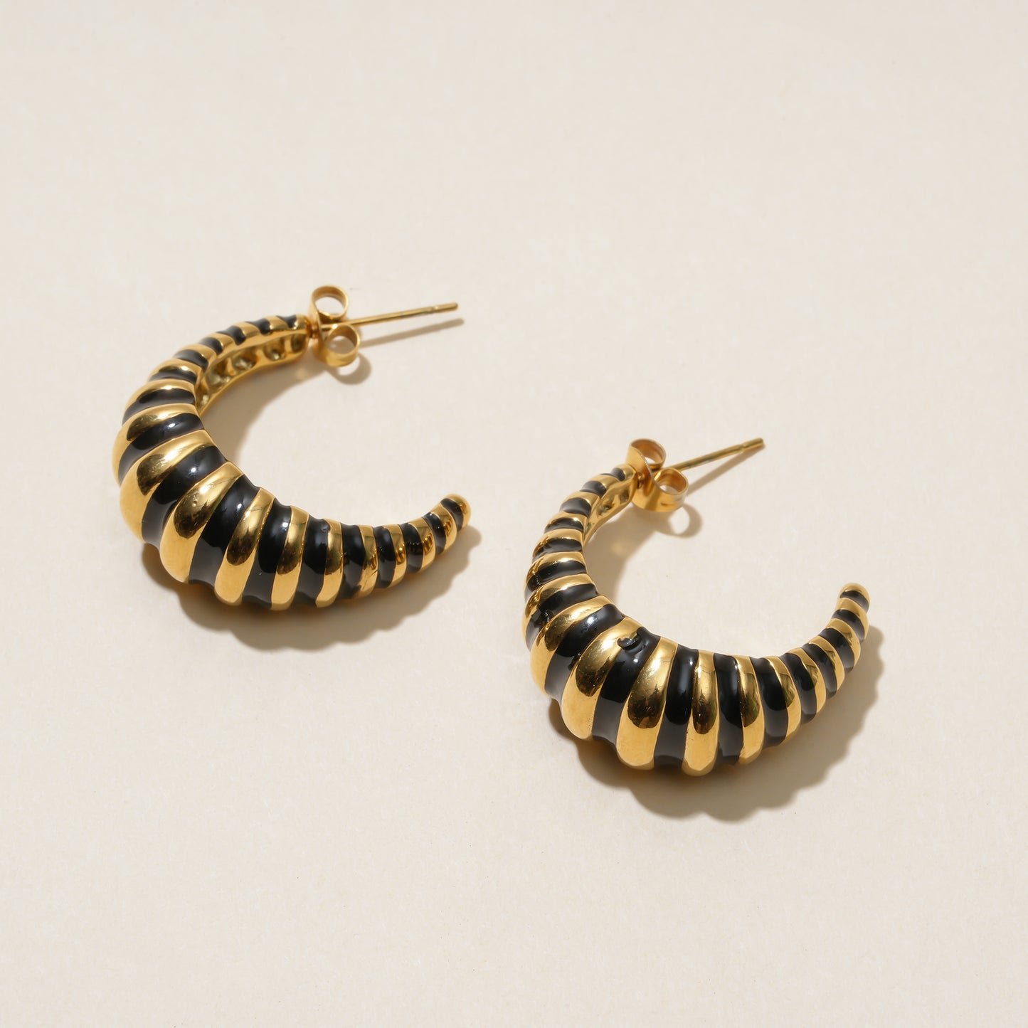 Black Croissant Earrings