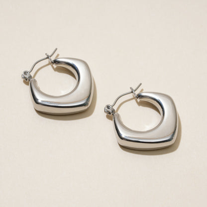 Rhombus Silver Hoops Earrings