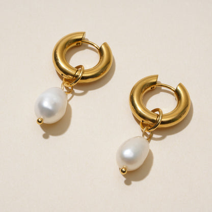 Freshwater Pearl Hoop Earrings