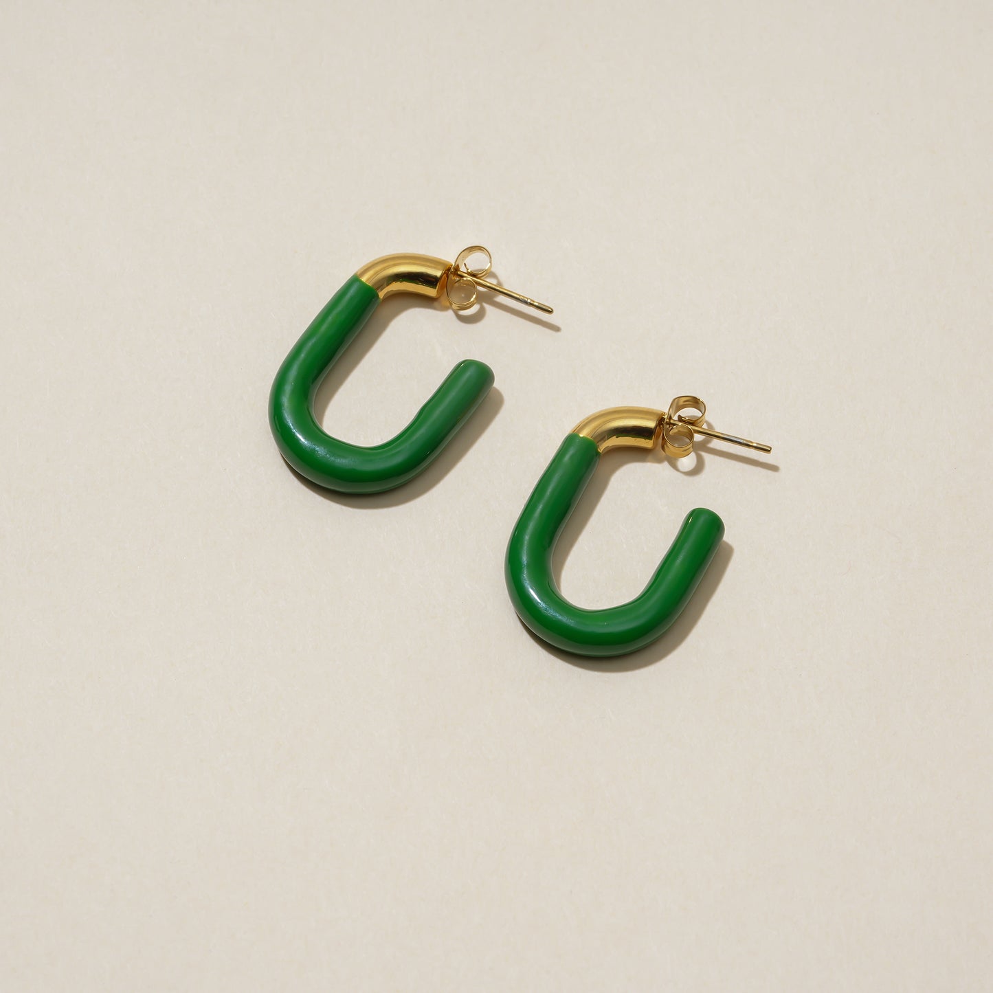 Green U Hoops Earrings