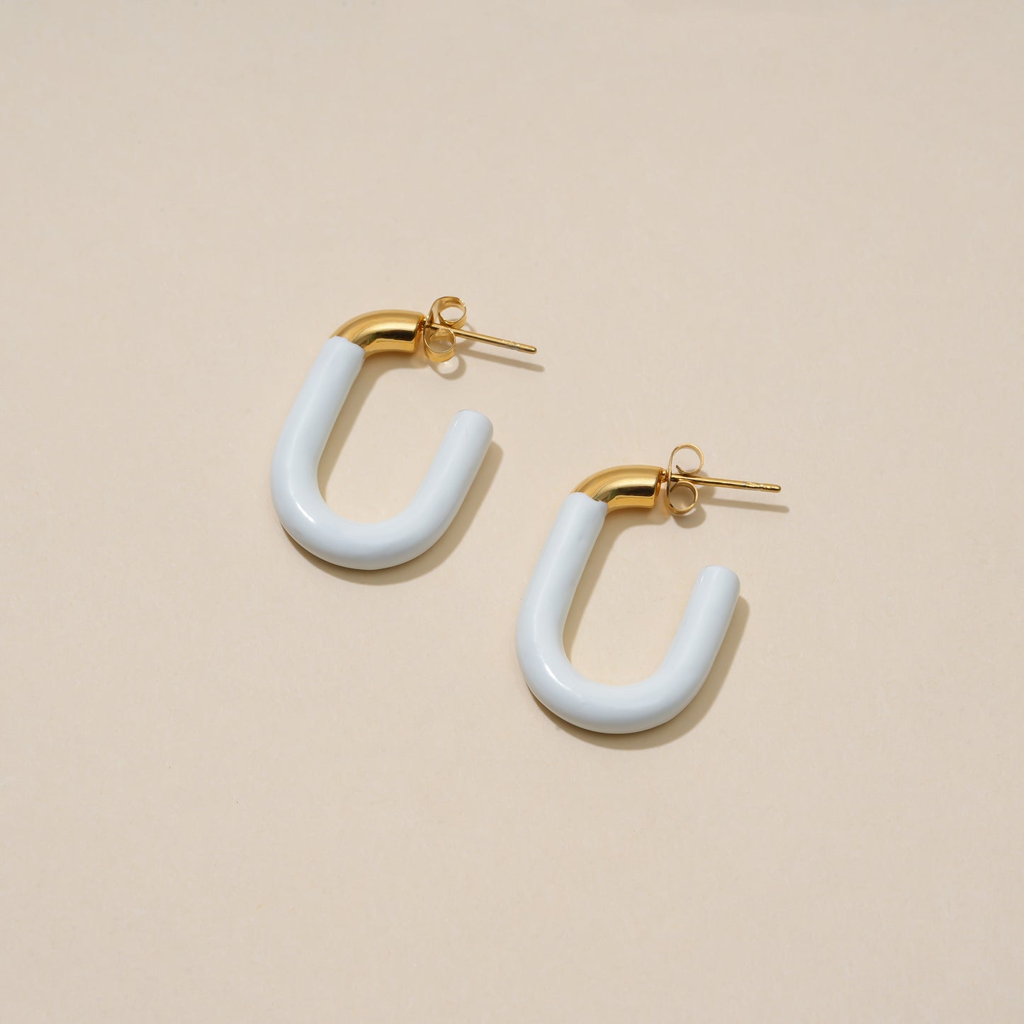 White U Hoops Earrings