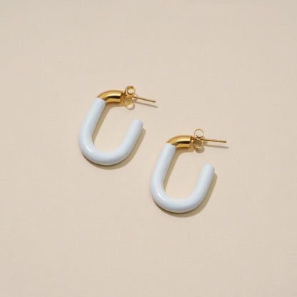 White U Hoops Earrings