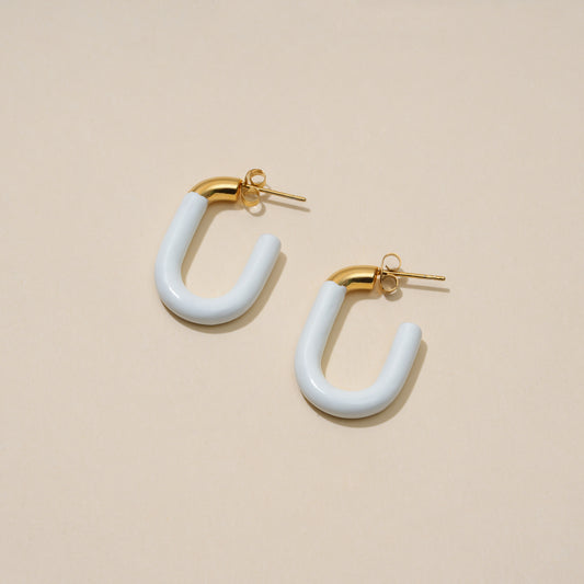 White U Hoops Earrings