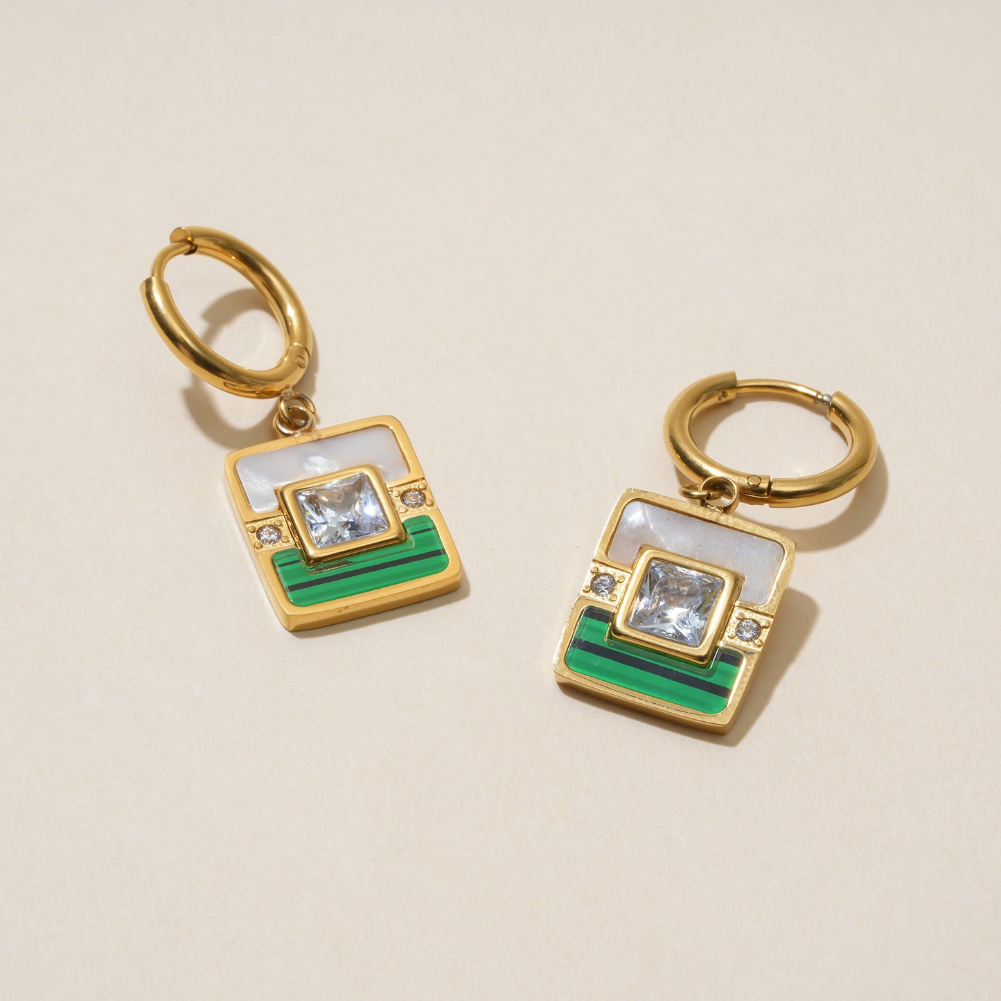 Enamel Crystal Huggies Earrings