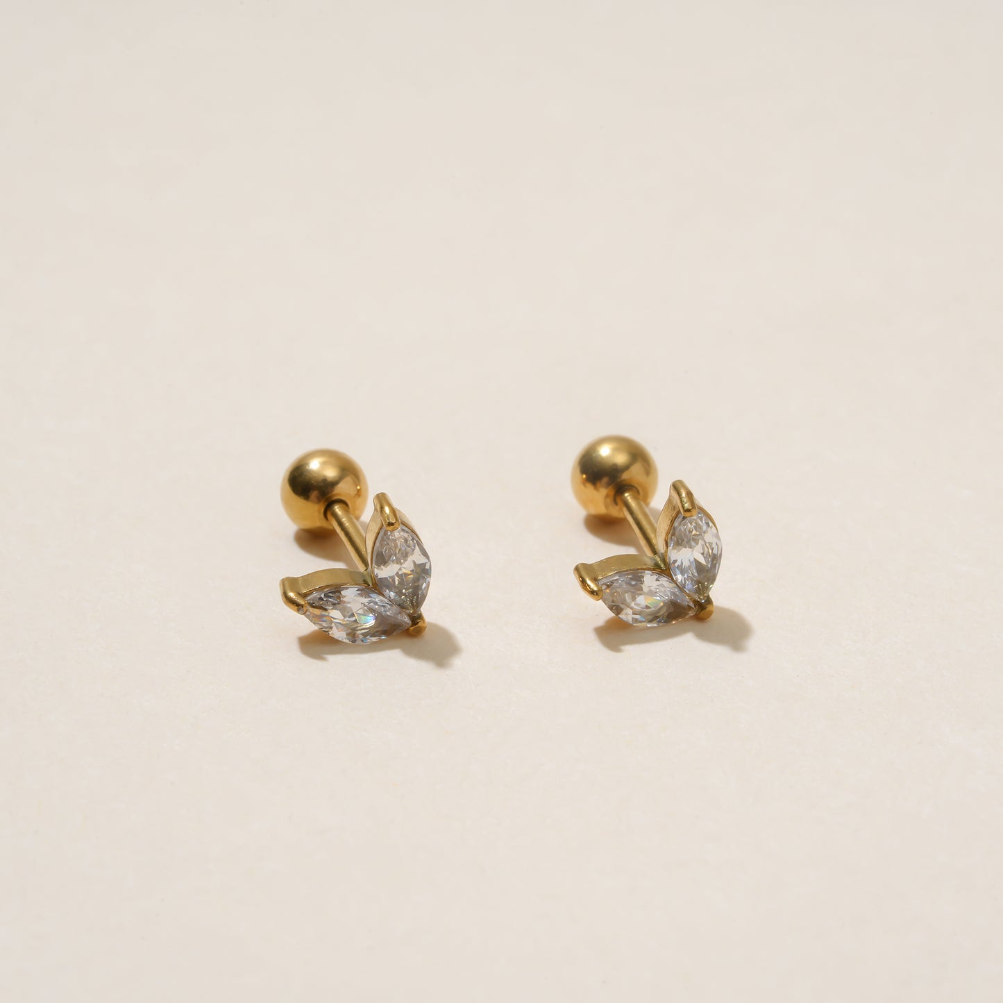 Crystal Leaf Stud Earrings