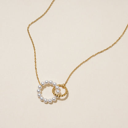 Pearl And Gold Linked Necklace