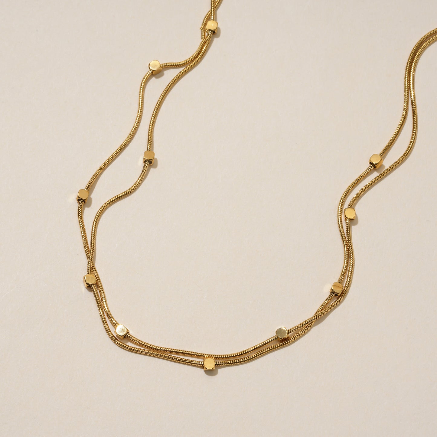 Beaded Layered Gold Necklace