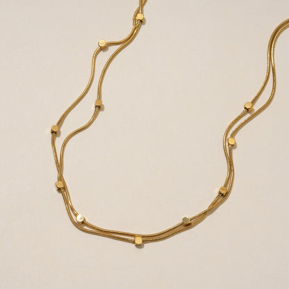 Beaded Layered Gold Necklace