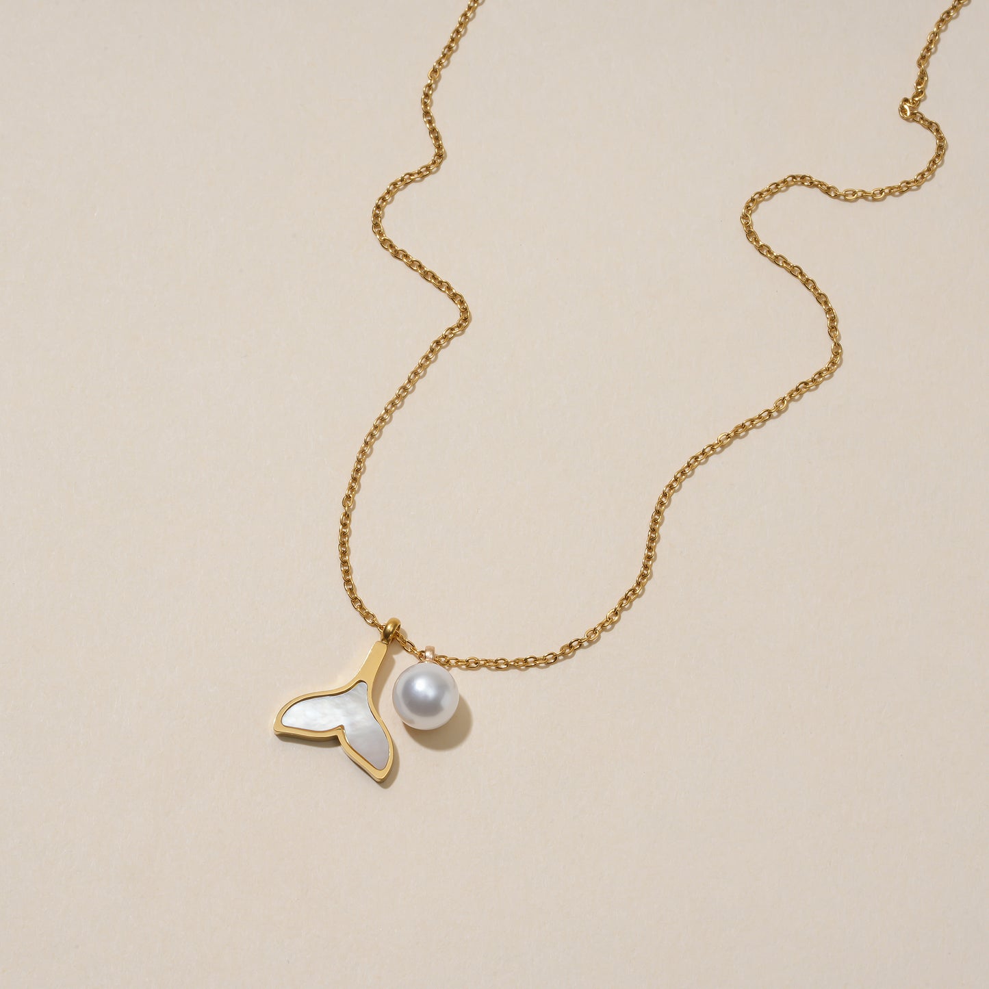 Pearl Dolphin Tail Necklace