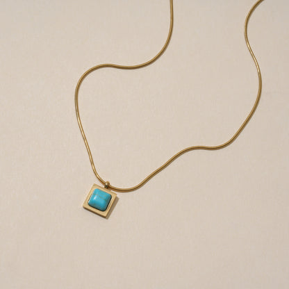 Blue Opal Square Necklace