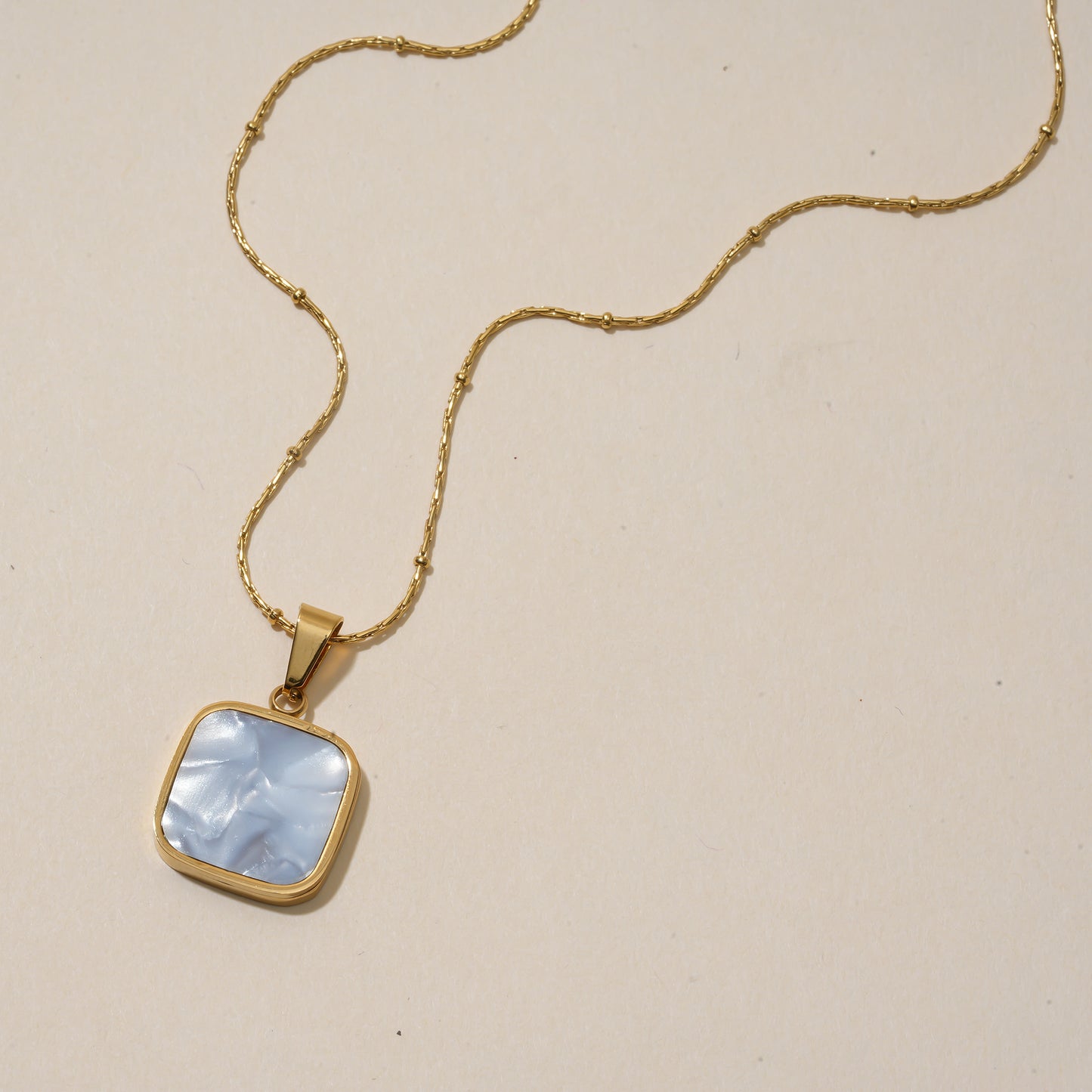 White Gold Square Necklace